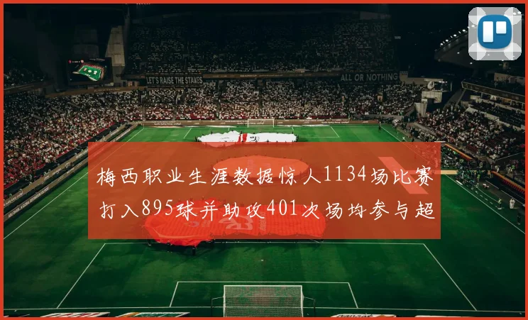 梅西职业生涯数据惊人1134场比赛打入895球并助攻401次场均参与超过一球